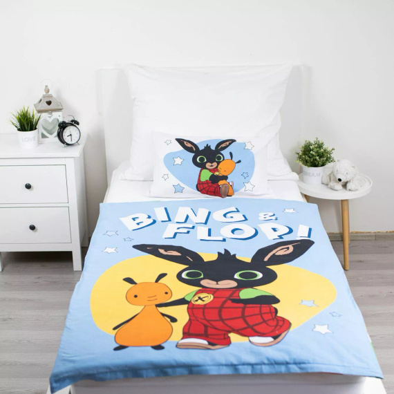 Pościel bawełniana do łóżeczka Królik Bing 100x135 Jerry Fabrics z zamkiem