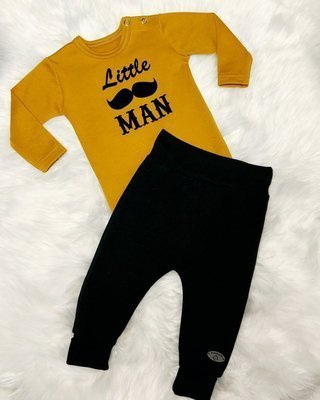 "Little Man"  Bambarillo Body z długim rękawem- musztardowe 