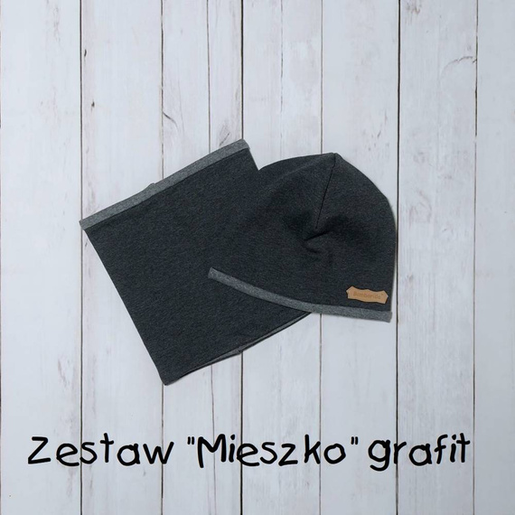 Zestaw Mieszko Bambarillo czapka + komin grafitowy 