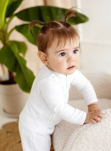 "Natural Waffel" Makoma Body dzidziuś z długim rękawem white