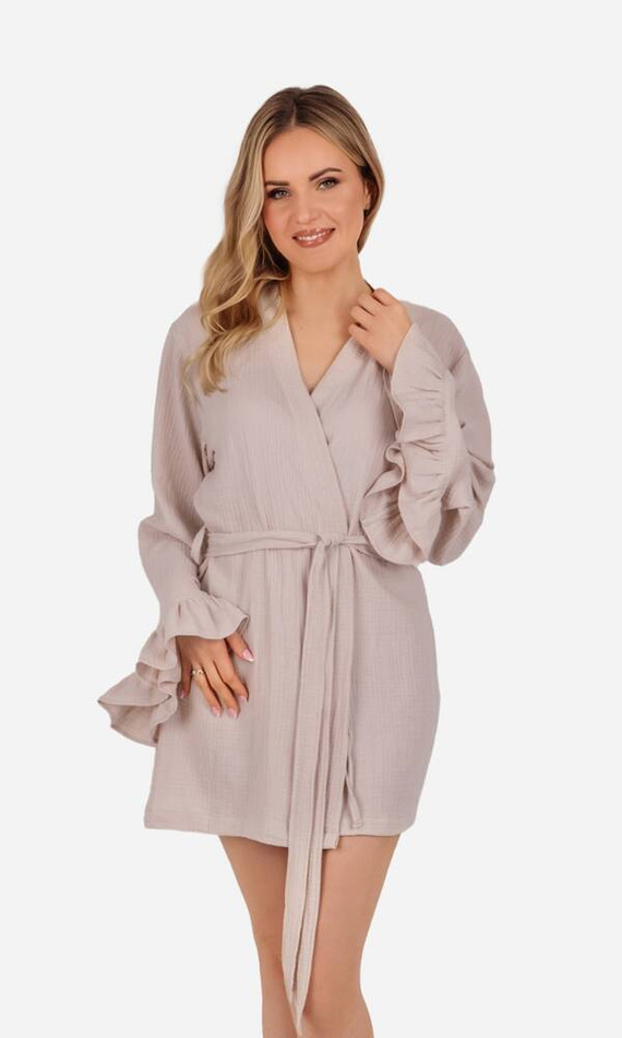 Mela Szlafrok damski muślinowy ByShelly - beżowy