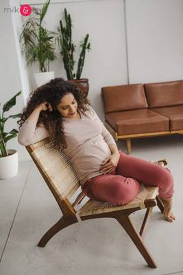 Milk Shirt Bluzka do karmienia i ciążowa z dekoltem w serek beżowy