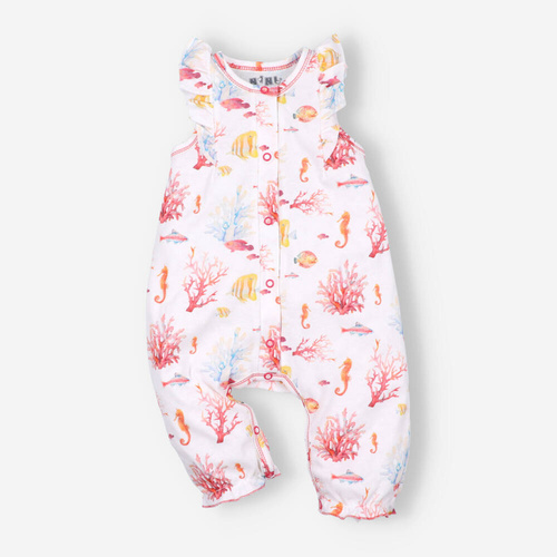 ABN-3021/MOR Ocean Spodnie ogrodniczki z bawełny organicznej Nini różowy