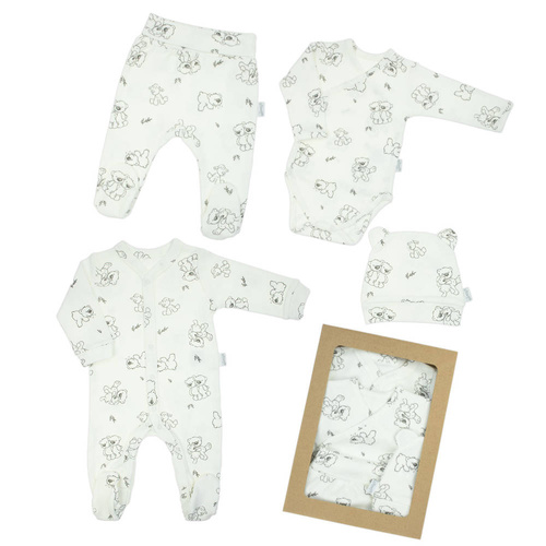 4700 02 Komplet wyprawkowy 4-częściowy nadruk "Basic" Nicol - ecru