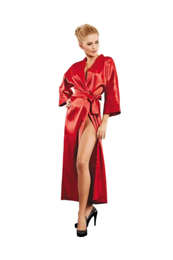 Podomka 130 Satynowy Szlafrok Damski DKaren - czerwony