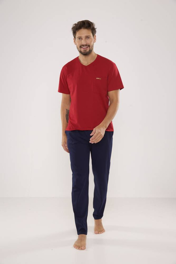 624 Kevin Piżama Męska Forex - bordo- granat