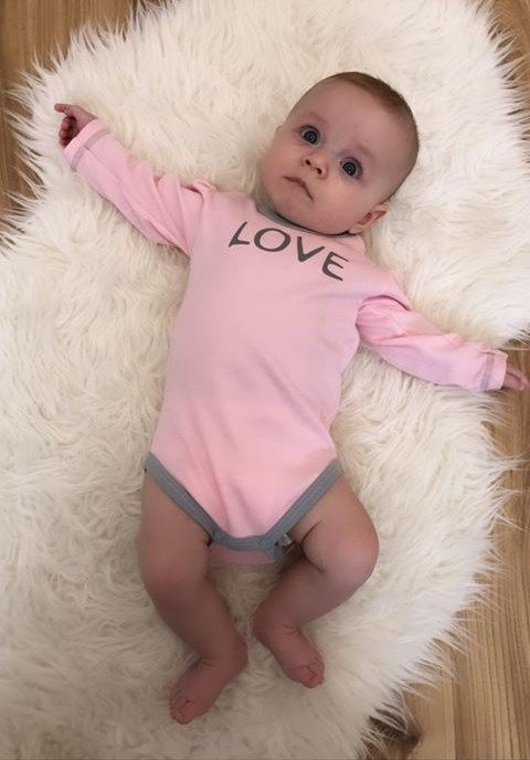 "Love" Body z długim rękawem Terjan - biały