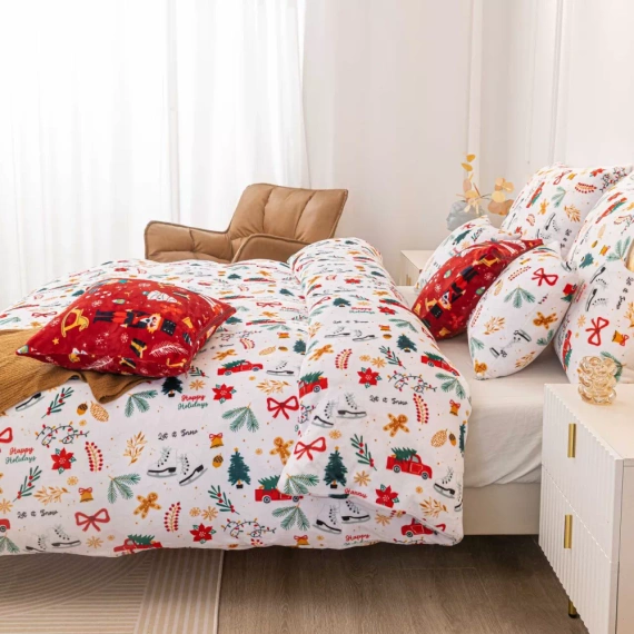 Merry Cozy Pościel świąteczna biały miś Spod Igły i Nitki– mikrofibra pluszowa 210 g/m²