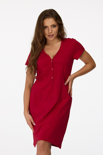 no. 18 Koszula nocna ciążowa Senizo bordowy– bawełna 100%, krótki rękaw, napy do karmienia