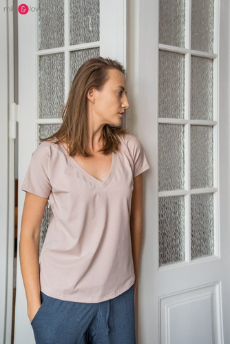 Two Ways Milk&Love bluzka ciążowa i do karmienia z krótkim rękawem beżowy