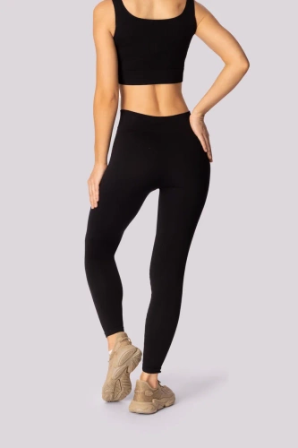 Ribbed legginsy damskie prążek Mona czarny