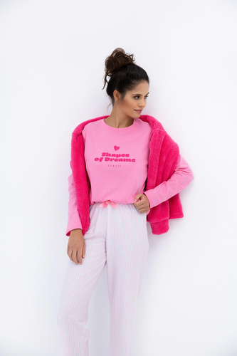 Malaya Piżama damska Sensis – bawełniana koszulka i długie spodnie z kokardką