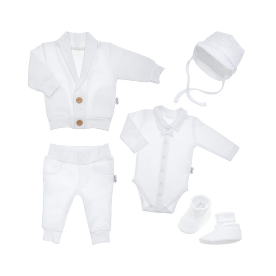 Komplet chrzcielny 5-częściowy nadruk 169398 Nicol - biały