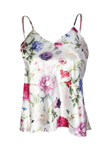 Flowers DK-TK Satynowy top damski DKaren - granat 009