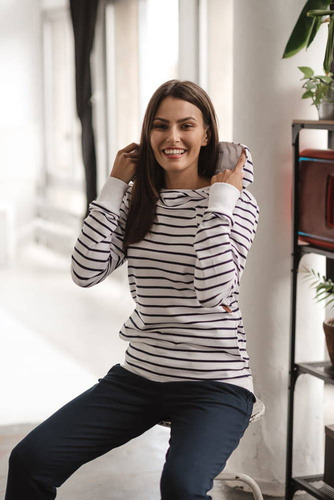 Milk Please bluza do karmienia Milk&Love w granatowo-białe paski