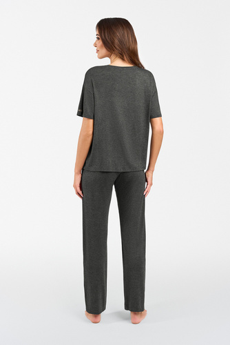 Akord Komplet damski krótki rękaw, długie spodnie Italian Fashion - ciemny melanż