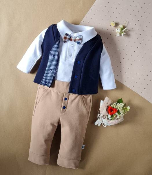 041PDR Little Gentleman Body z muszką Marija - biały