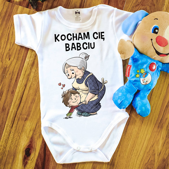 "Kocham Cię Babciu" Moocha body krótki rękaw biały 