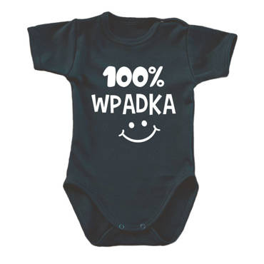 "100% WPADKA" Moocha body krótki rękaw czarny