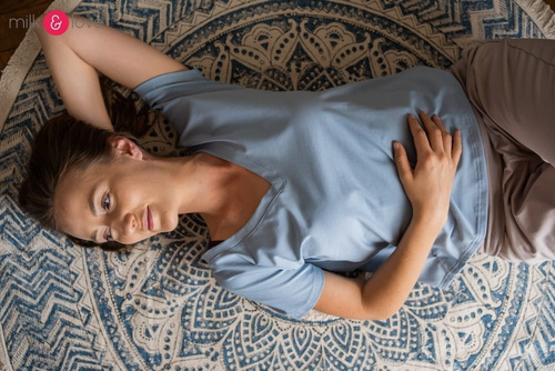 Two Ways Milk&Love bluzka ciążowa i do karmienia z krótkim rękawem błękitny