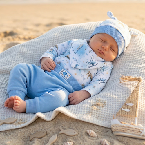 ABK-0043 Komplet niemowlęcy SEA OF JOY NINI bawełna organiczna OEKO-TEX delikatny PL