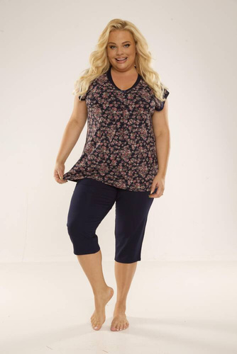 489/491 Mia Piżama Damska Plus Size Forex - granatowy