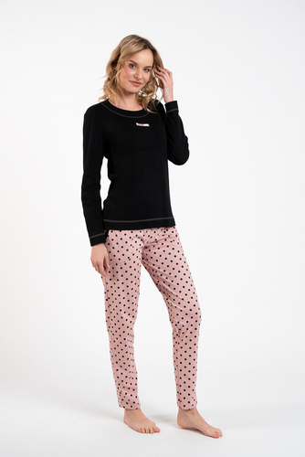 Bonilla Piżama Damska długi rękaw, długie spodnie Italian Fashion czarny/druk