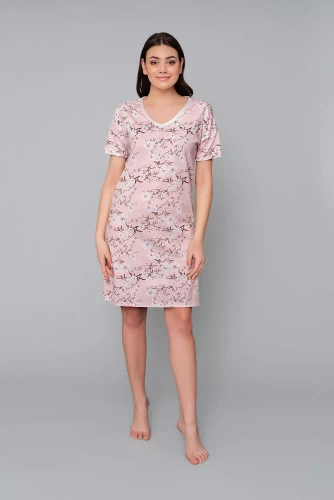 Alwa koszula nocna krótki rękaw Italian Fashion - różowy druk