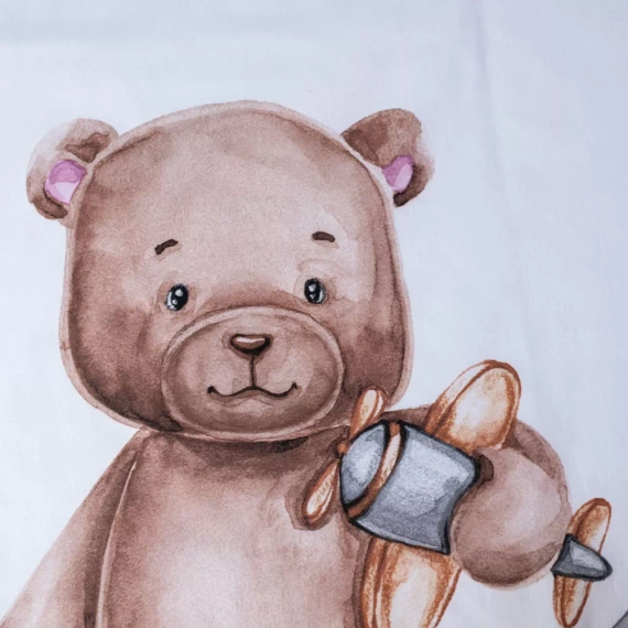 Miś księżyc Pościel bawełniana do łóżeczka Jerry Fabrics biały/szary