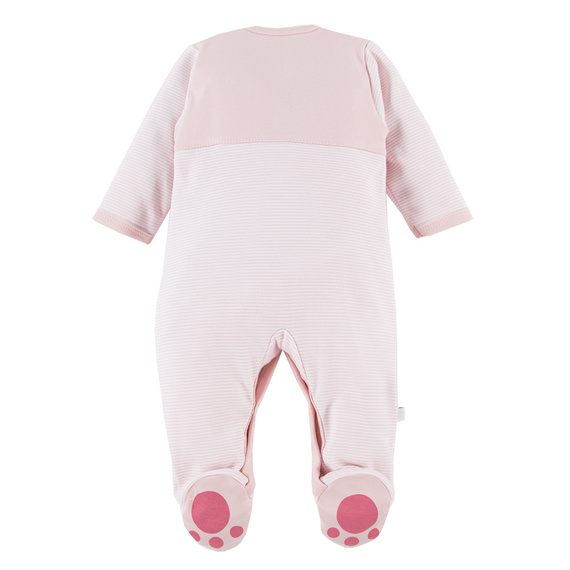 Big Bear Eevi Pajac ze stópkami - różowy paski