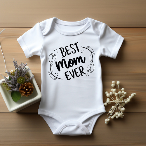 "Best mom ever" Moocha Body krótki rękaw biały