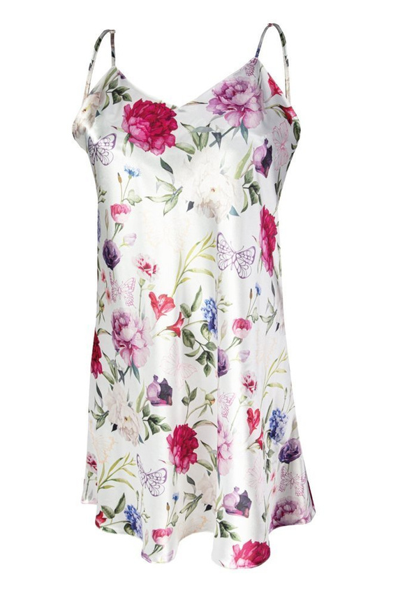 DK-HK Flowers Halka satynowa koszulka damska DKaren - 5 biały