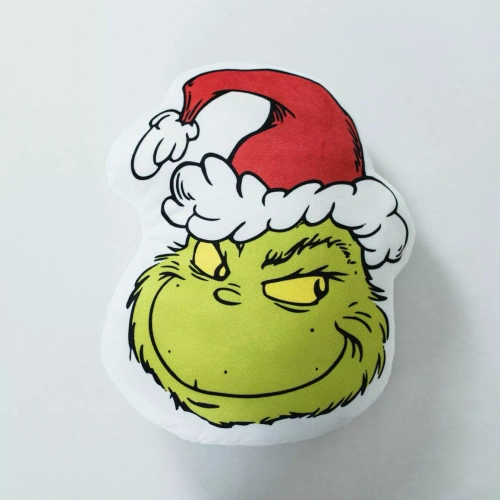 Poduszka Grinch Jerry Fabrics 36x29 biała zielona miękka przytulanka