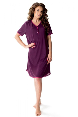 6352 Teresa koszula nocna rozpinana Mewa bakłażan