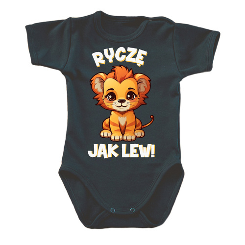 "Ryczę jak lew" Moocha body krótki rękaw czarny