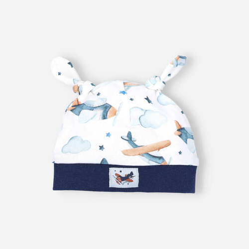 ABK-0012/SAM Samoloty Komplet niemowlęcy z bawełny organicznej Nini granatowy