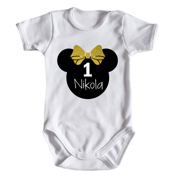 092 Body krótki rękaw na 1 urodziny roczek dla dziewczynki białe