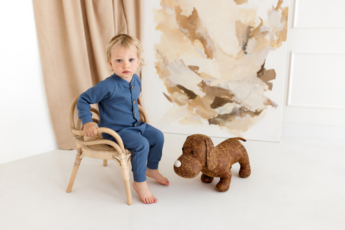 "Natural Waffel" Makoma Bluza denim