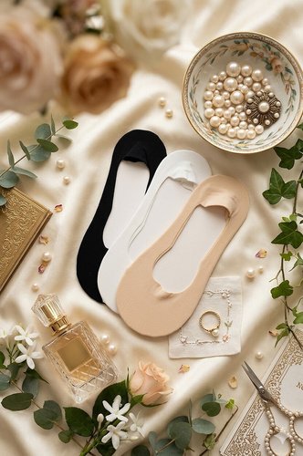 Stopki baleriny Magnetis GC-251139 laserowe bawełna antypoślizg ecru