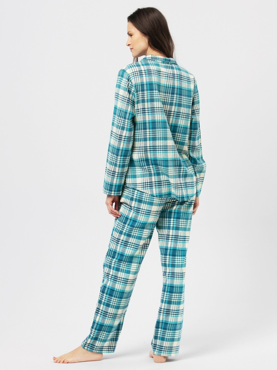 LNS 471 Flanela Bawełniana Piżama Damska Key - niebieski