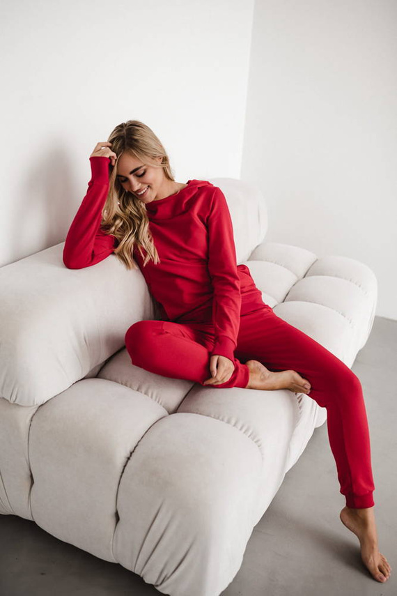 Spodnie Milk&Love dresowe ciążowe karminowa czerwień