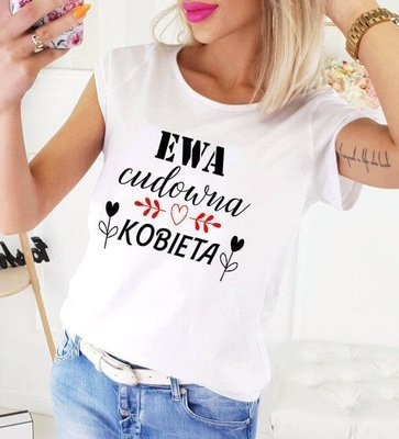 "CUDOWNA KOBIETA na dzień kobiet z imieniem" Moocha koszulka damska biały