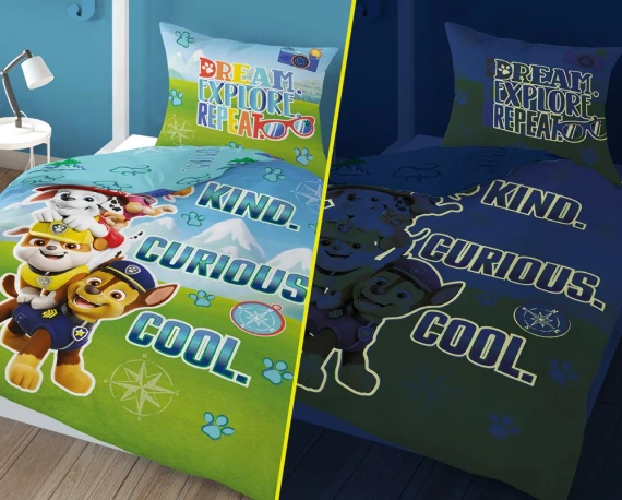 PP 16 DC Fluo Detexpol Pościel bawełniana świecąca w ciemności Psi Patrol   