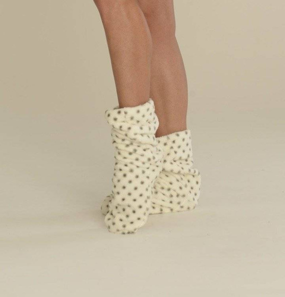 553/554 Wellsoft Gładkie skarpetki do spania De Lafense - ecru małe kropki