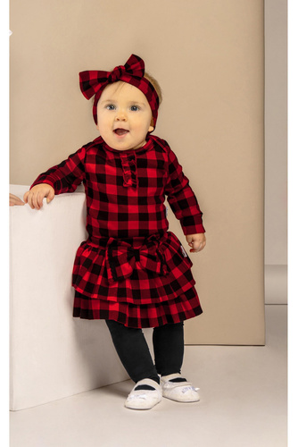 Spódniczka 163578 "Magia Świąt" Nicol - kratka: czarny, czerwony