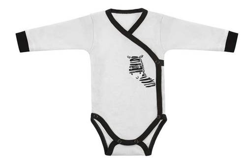 "Zebra" Terjan Body rozpinane z długim rękawem - biały