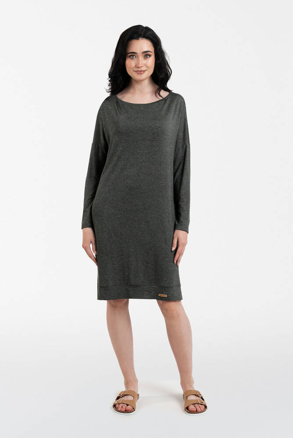 Akord tunika damska długi rękaw Italian Fashion - ciemny melanż