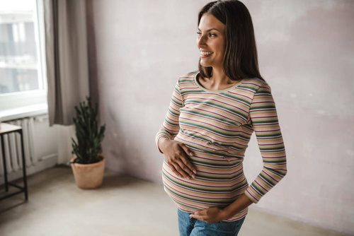 Milk Shirt Bluzka do karmienia i ciążowa Milk&Love w prążek zielony