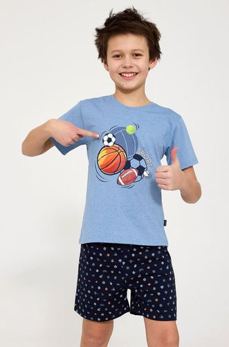 Piżama chłopięca Cornette Young Boy 790/126 Sport bawełniana niebieska