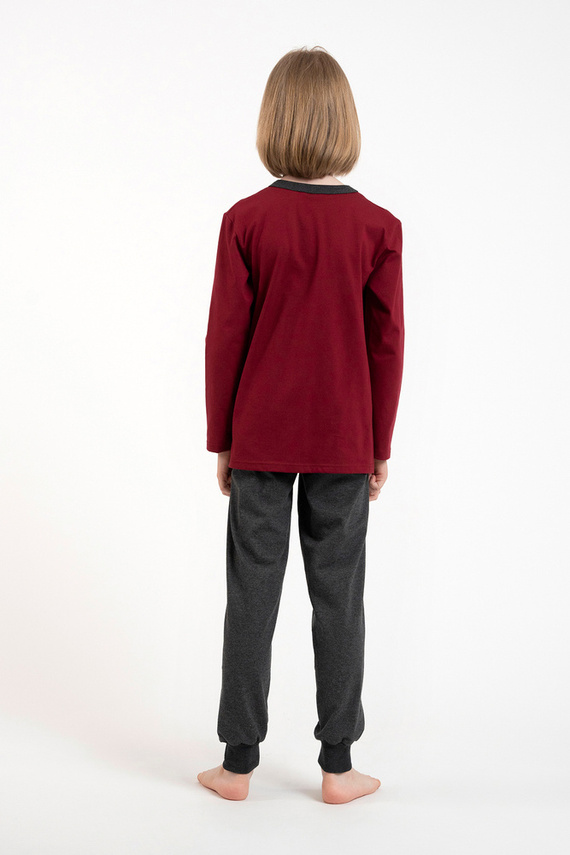 Morten Italian Fashion Piżama dziecięca bordowy/c.melanż